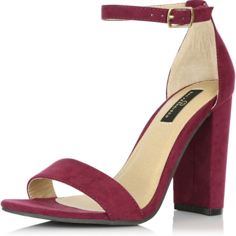 Never worn maroon suede chunky heels
